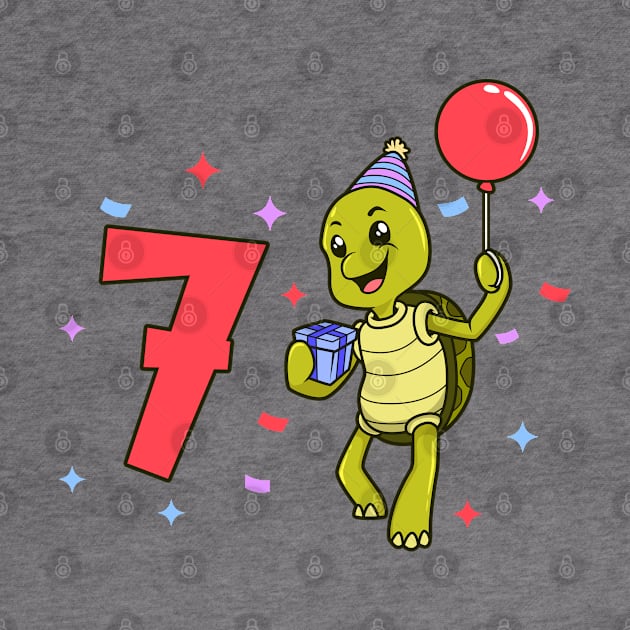 I am 7 with turtle - kids birthday 7 years old by Modern Medieval Design